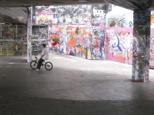 The bike and Skateboard Arena Covered in Urban Art